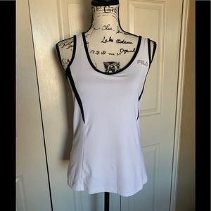 Fila White with Black Trim workout top